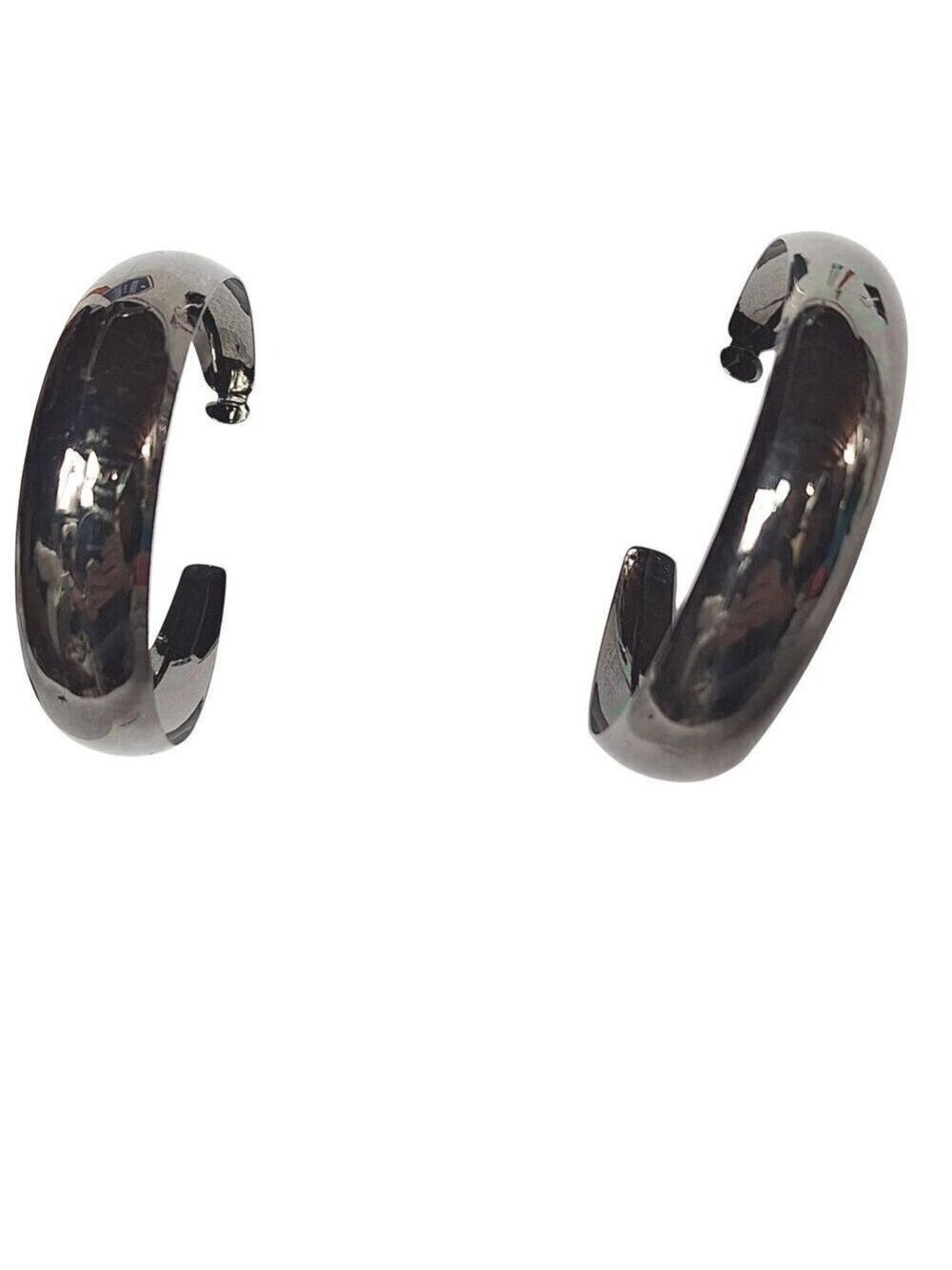 Gunmetal Gray Hoop Earrings Large
